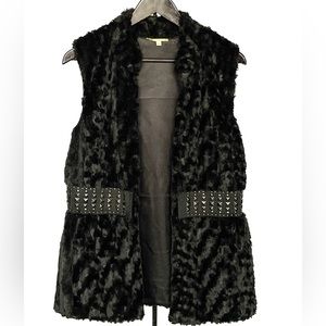 Gianni Binni Faux Fur Vest Black Sleeveless Women’s Large